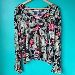 New York & Company Floral Print Long Sleeve Top